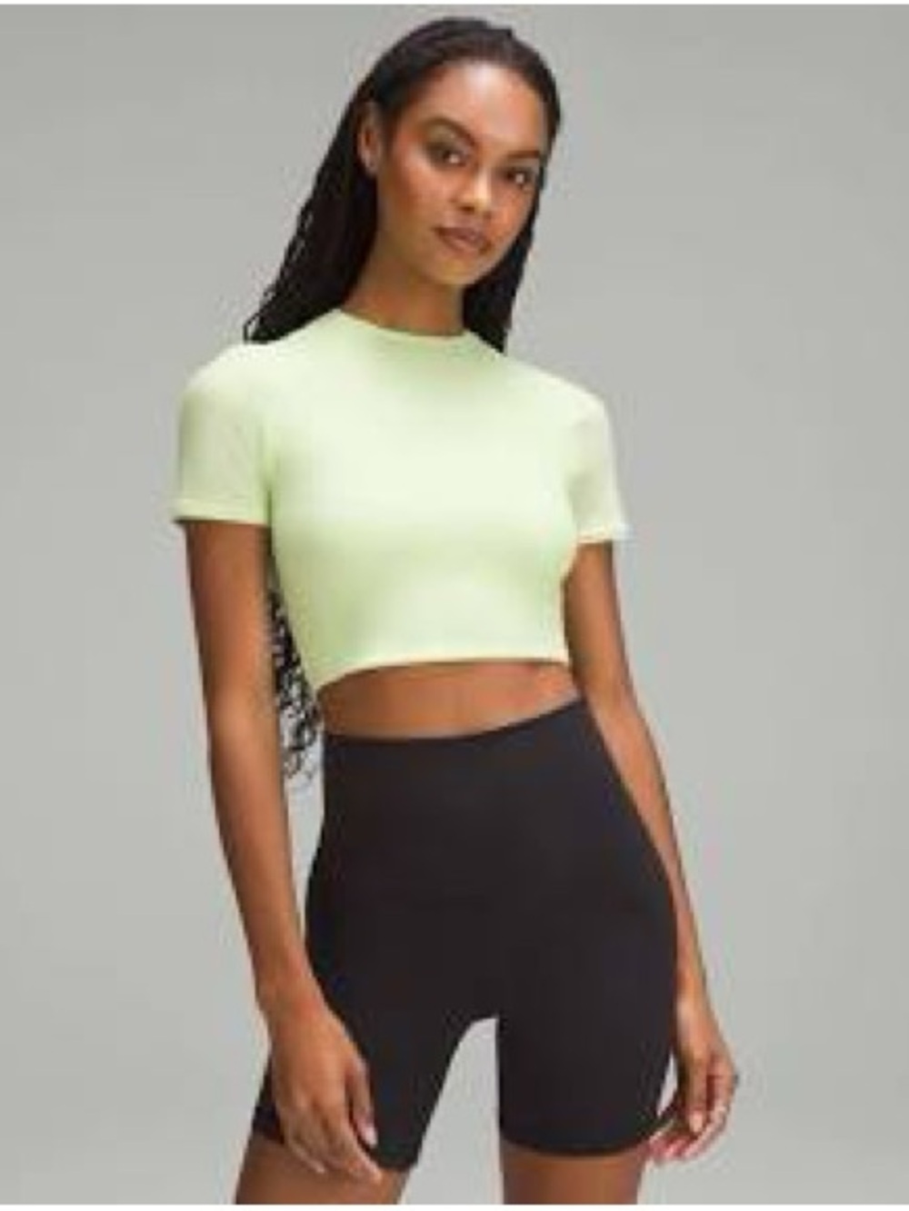 Lululemon Wundermost Ultra-Soft Nulu Crewneck Cropped T-Shirt in Spark Green